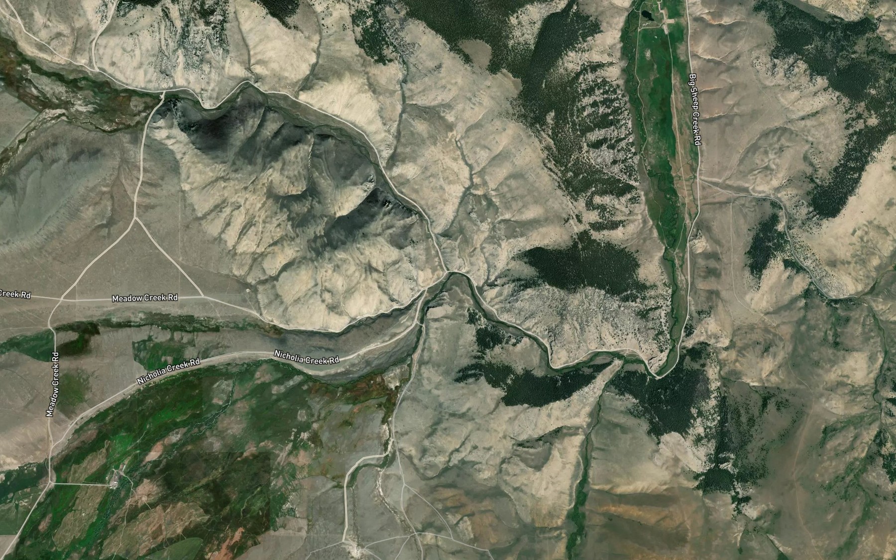 Satellite map of the Meadow Creek