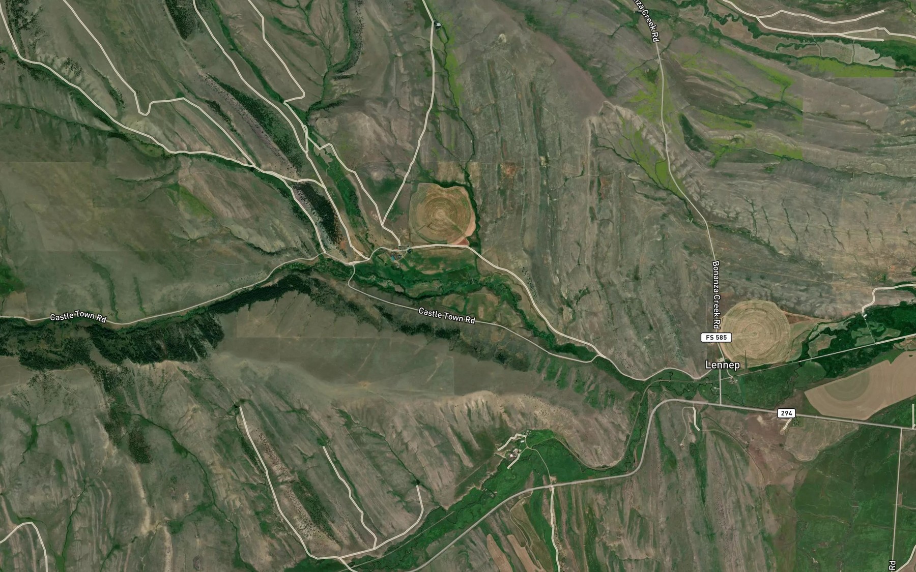 Satellite map of the Slaughter House Creek
