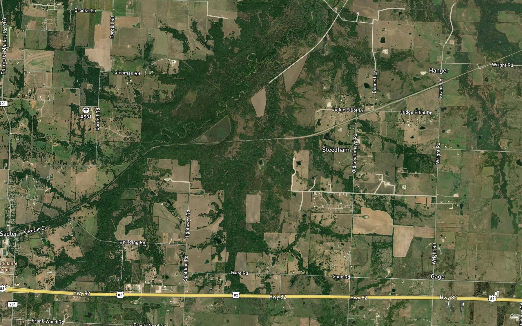 Satellite map of the Russell Pond