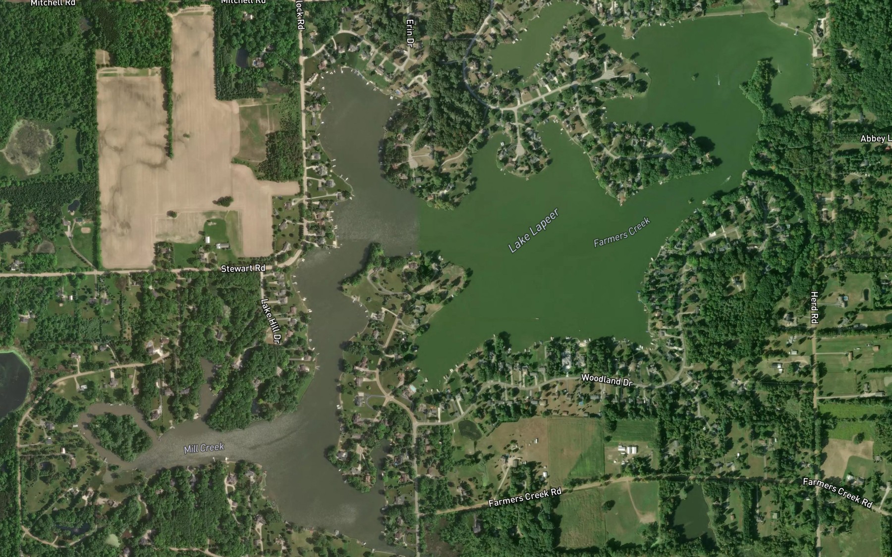 Satellite map of the Lake Lapeer