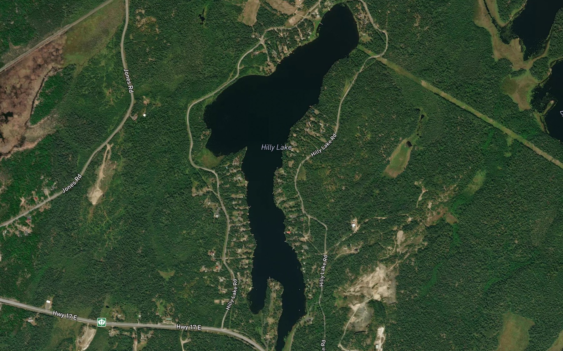 Satellite map of the Hilly Lake