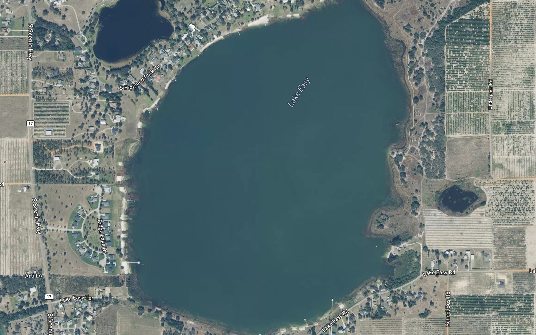 Satellite map of the Lake Easy