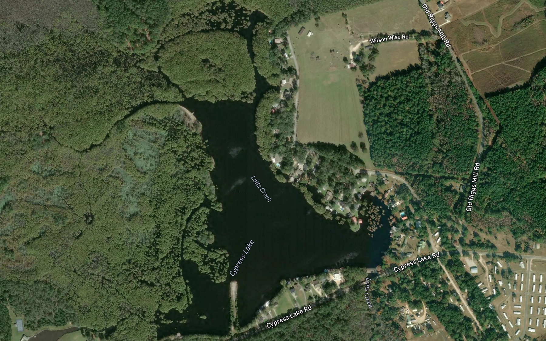 Satellite map of the Cypress Lake