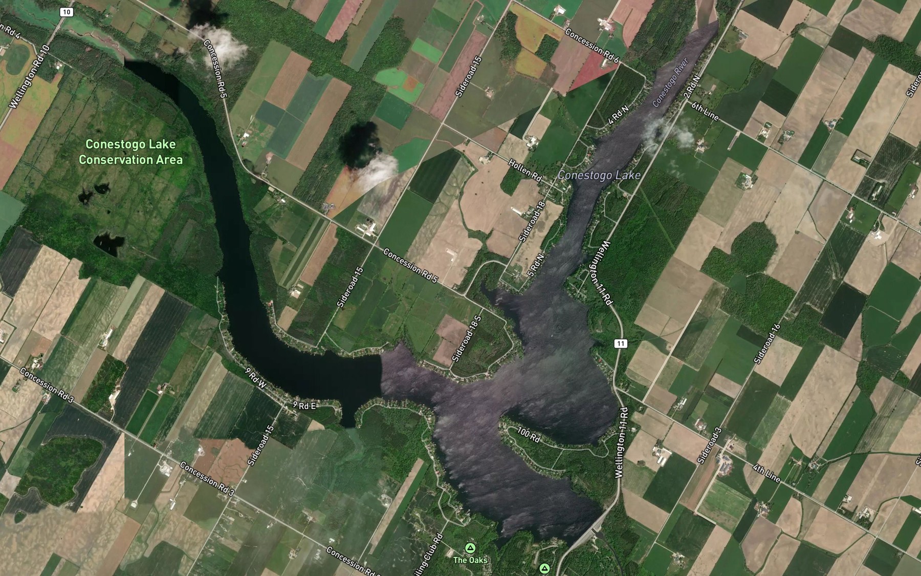 Satellite map of the Conestogo Lake