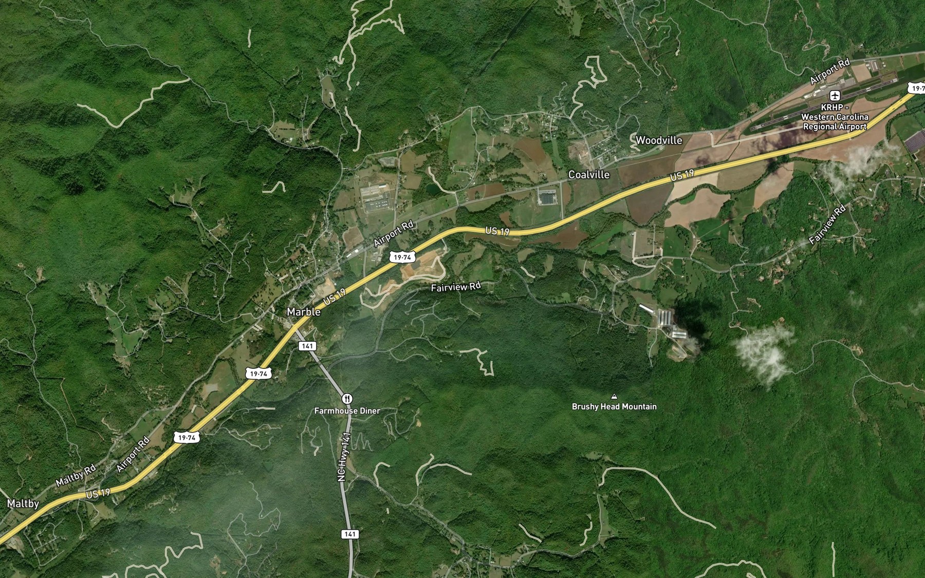 Satellite map of the Laurel Branch