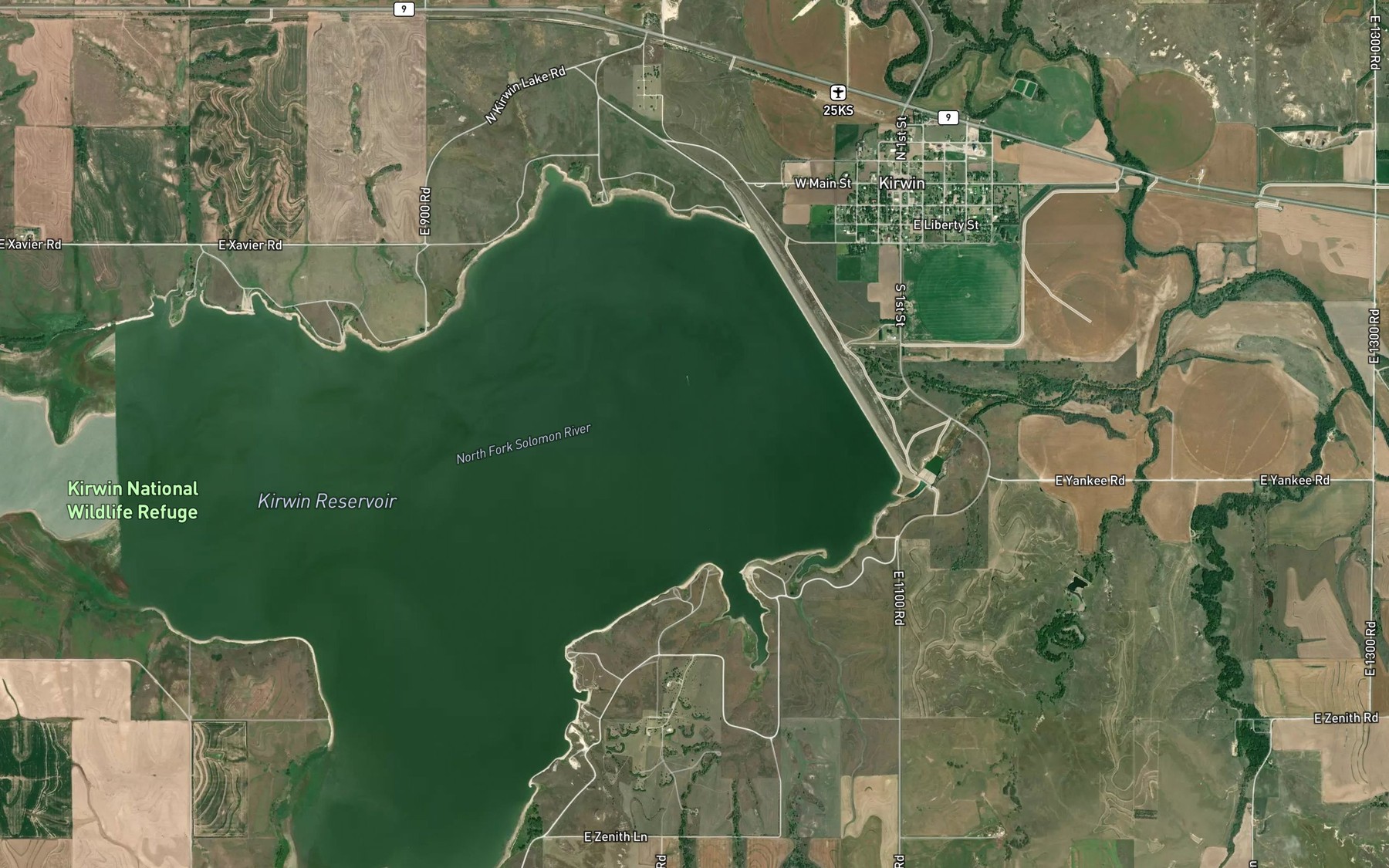 Satellite map of the Bow Creek