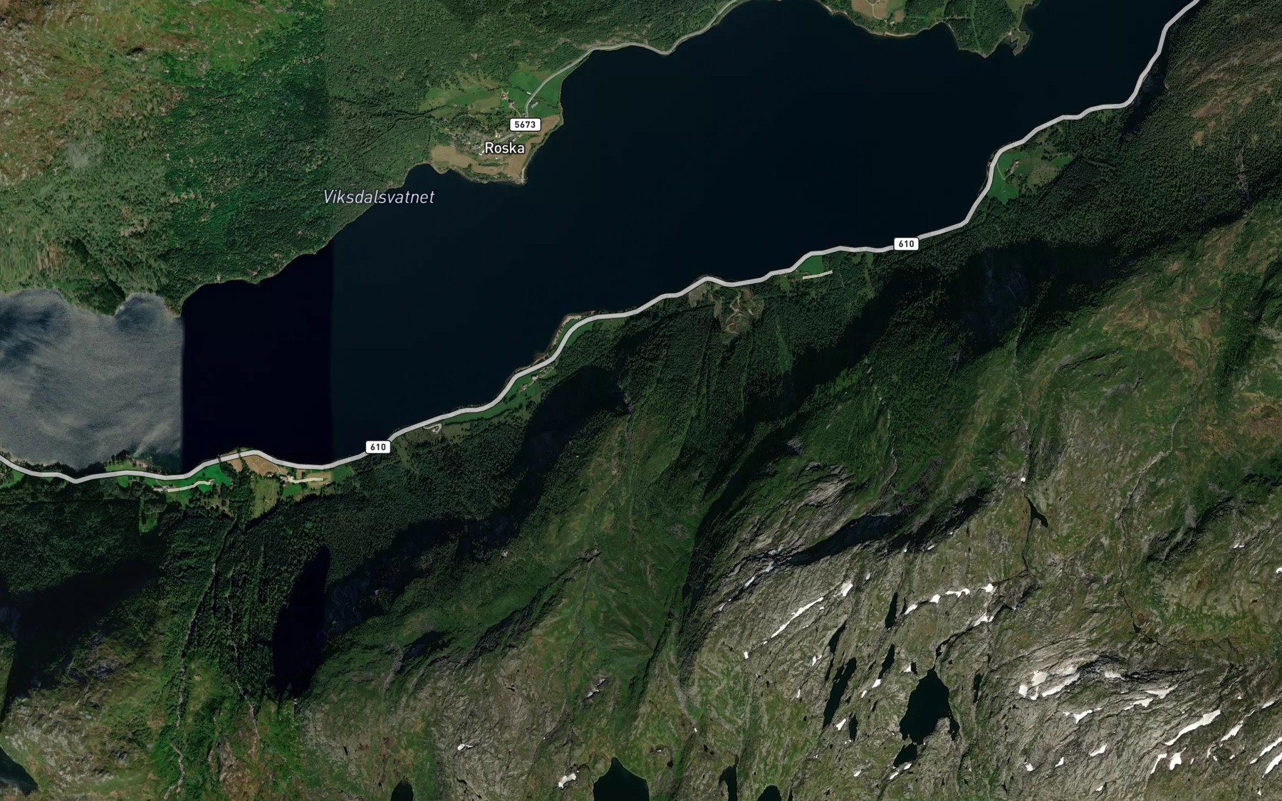 Satellite map of the Storeneselva