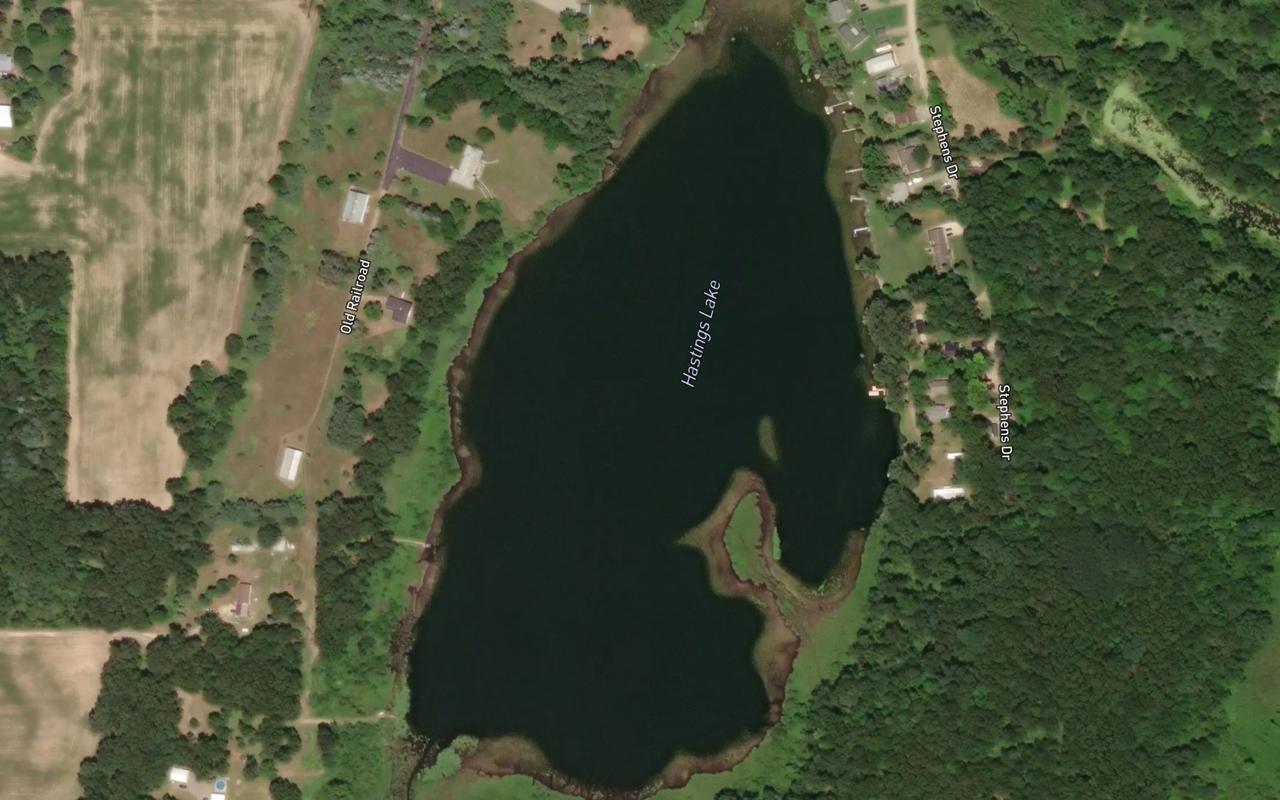 Satellite map of the Hastings Lake