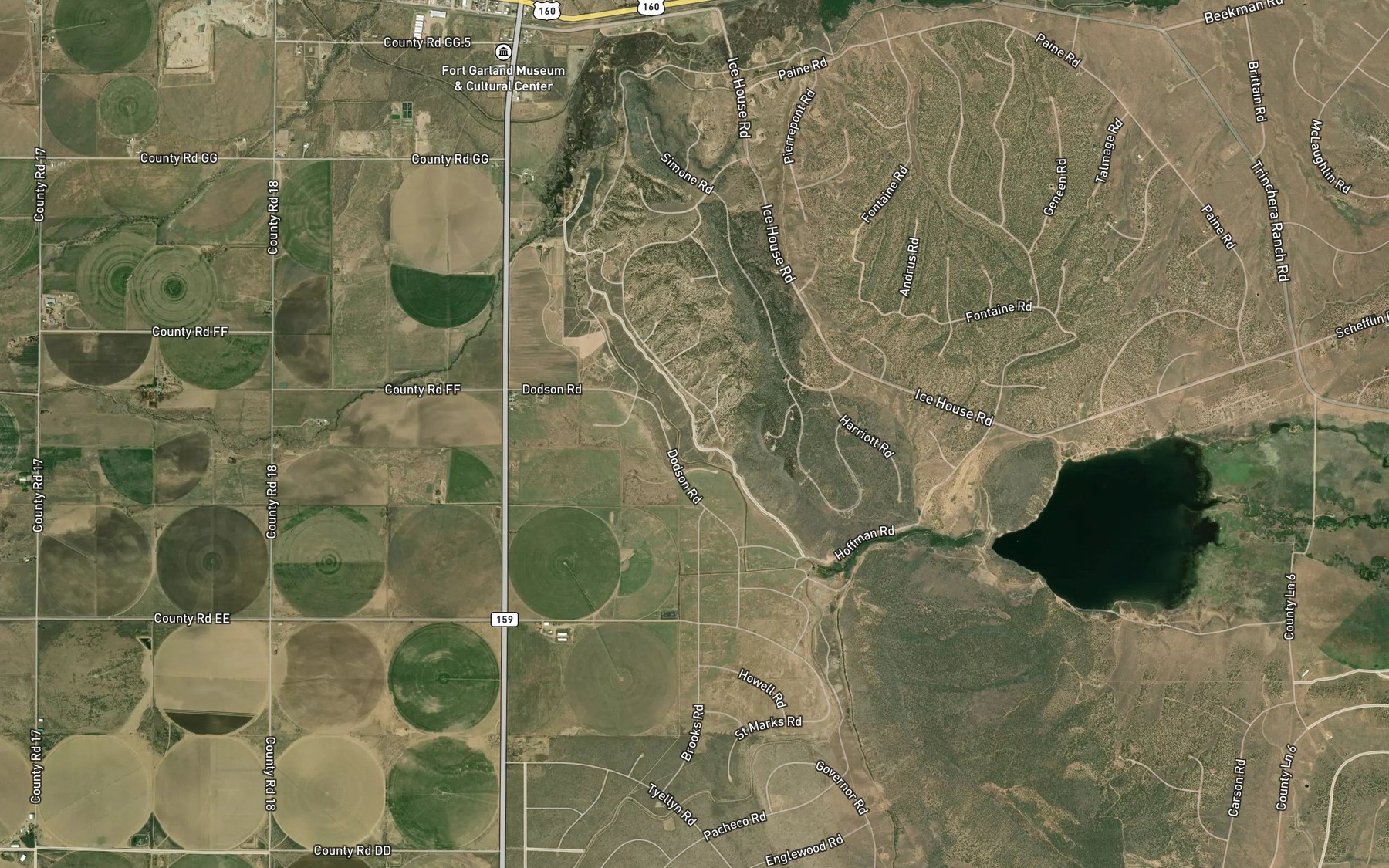 Satellite map of the Sangre De Cristo-Trinchera Diversion Canal