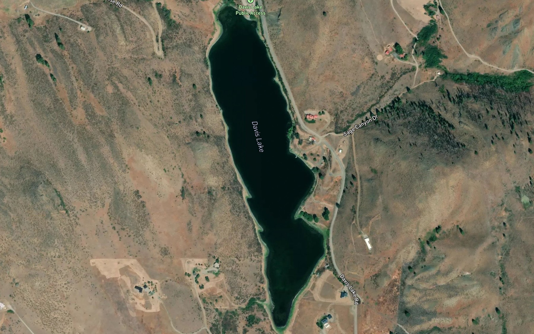 Satellite map of the Davis Lake