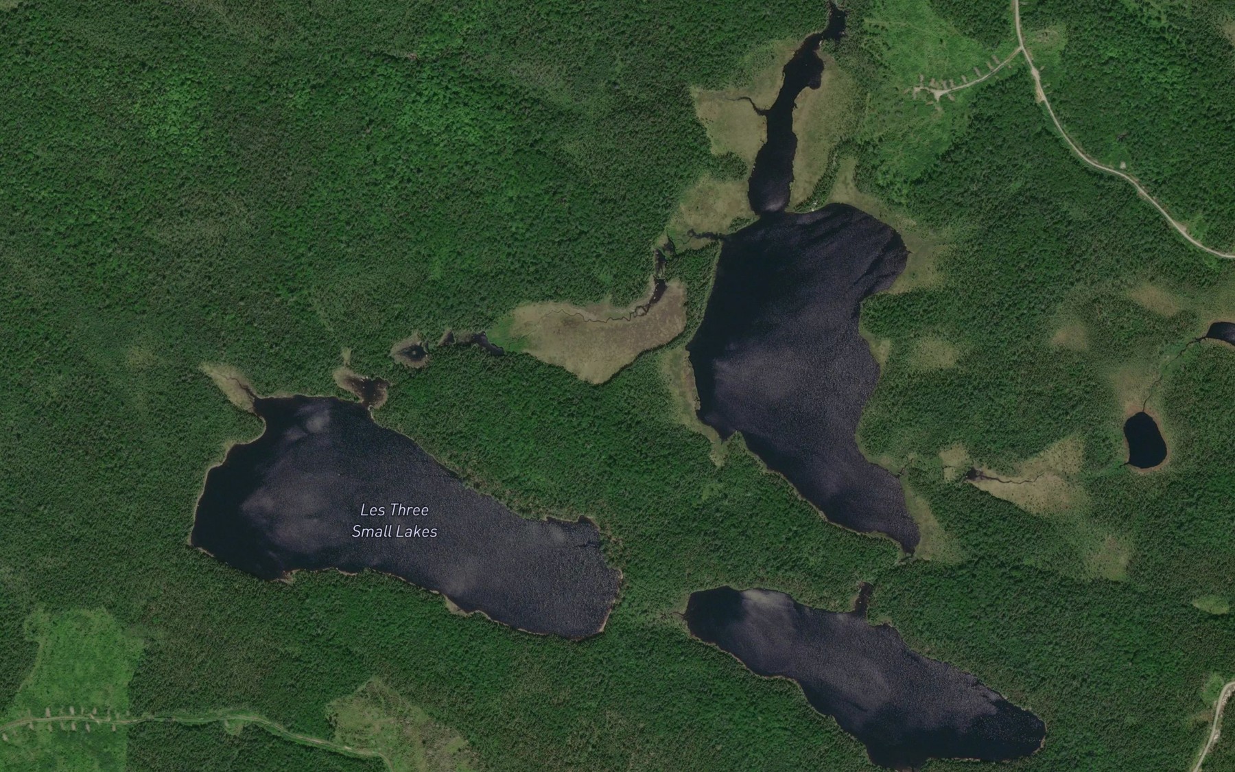 Satellite map of the Les Three Small Lakes