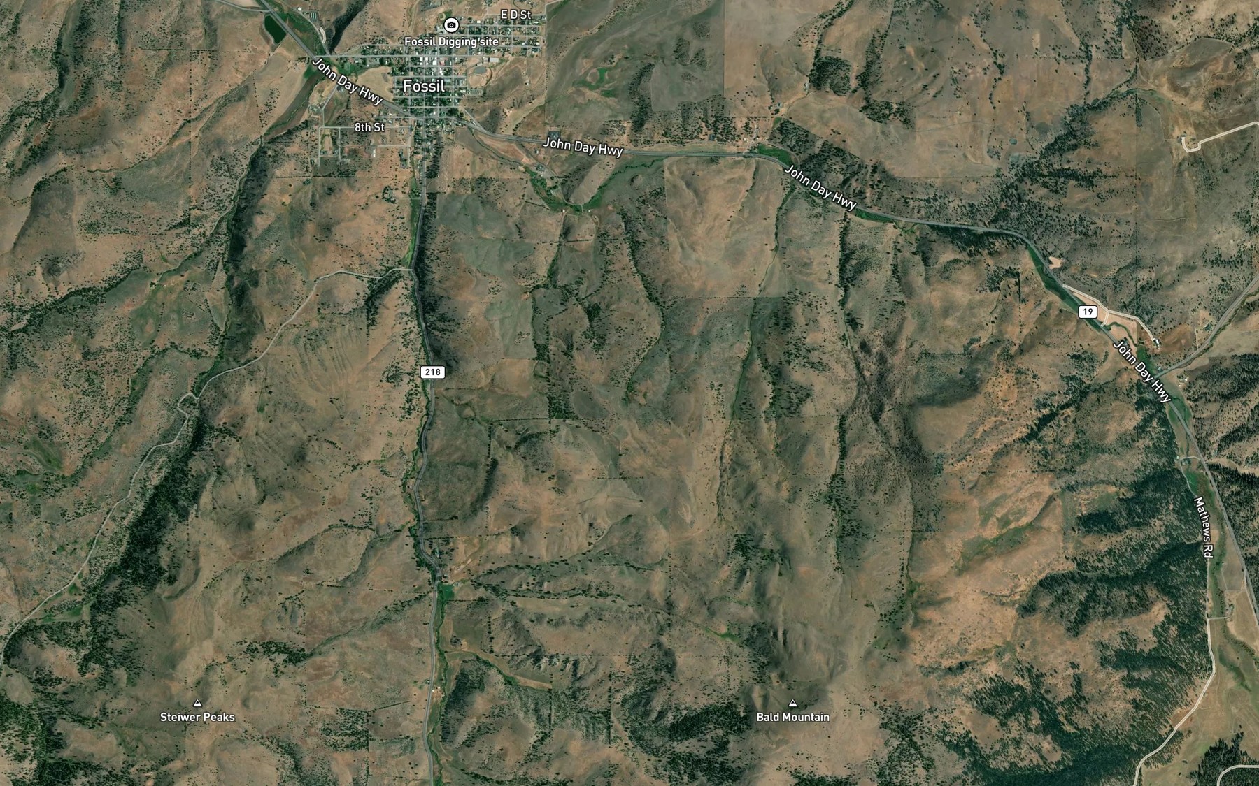Satellite map of the Grant Spring
