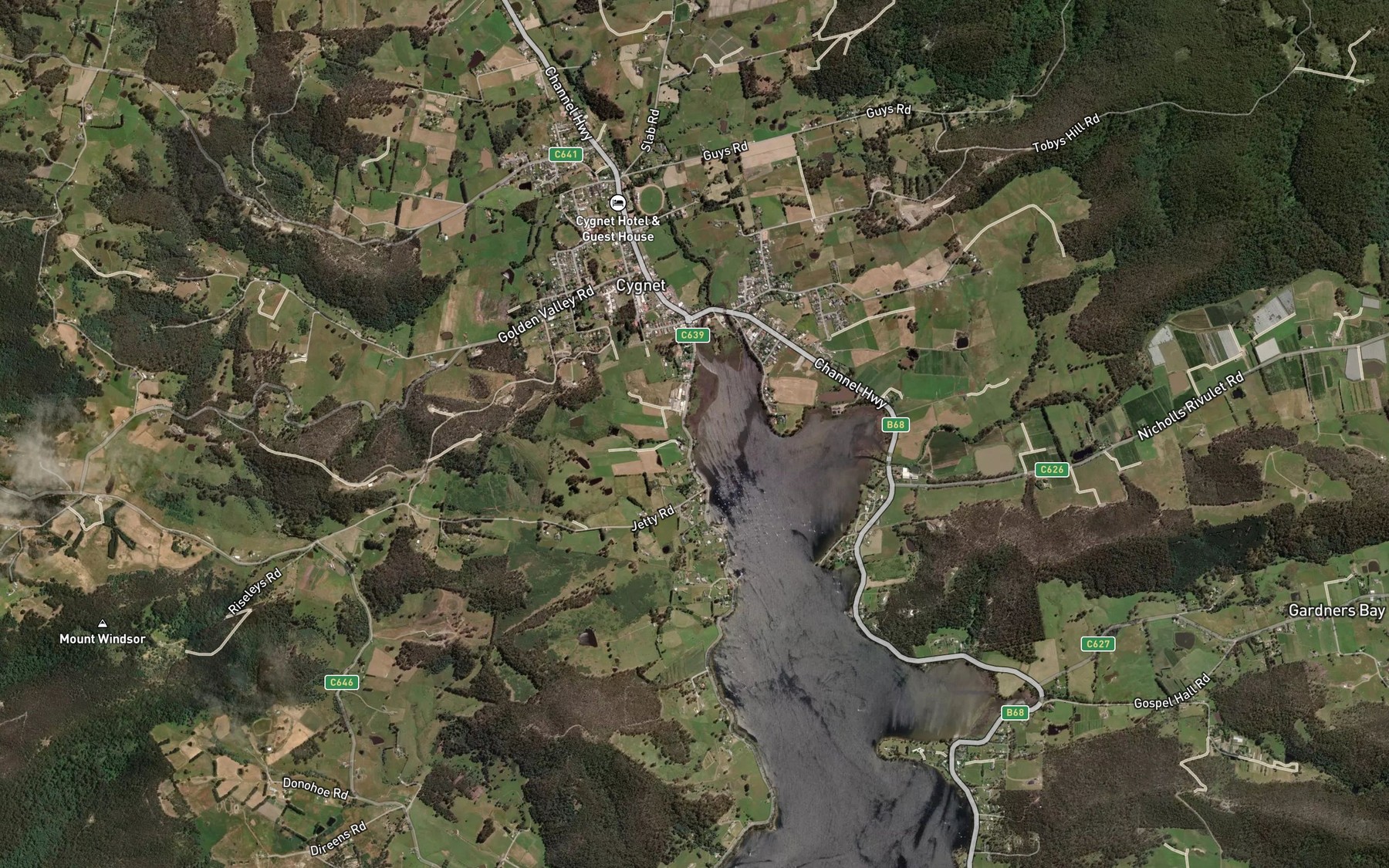 Satellite map of the Catos Bay