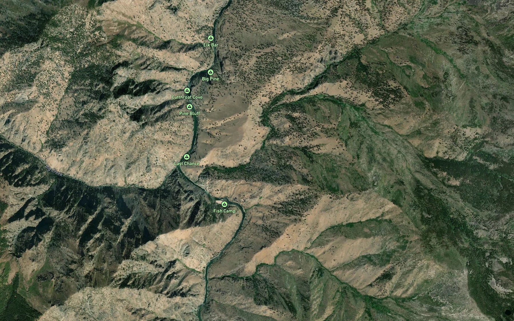 Satellite map of the Big Creek