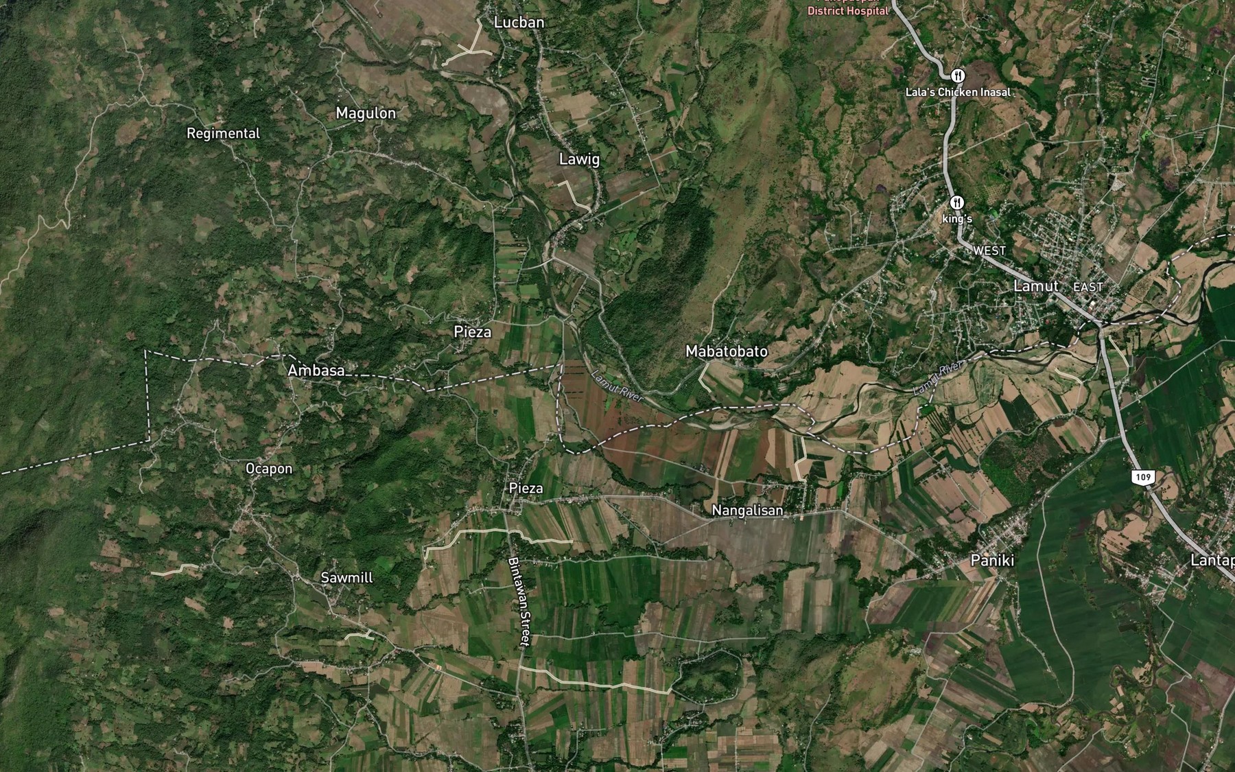 Satellite map of the Bunog River