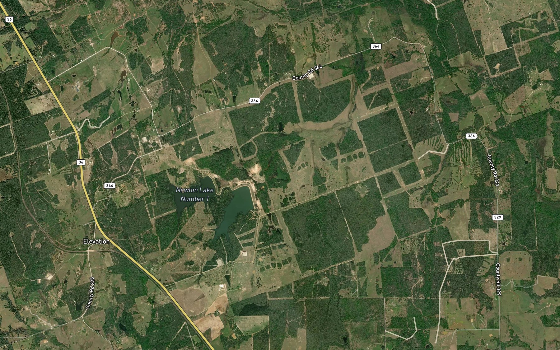 Satellite map of the Newton Lakes