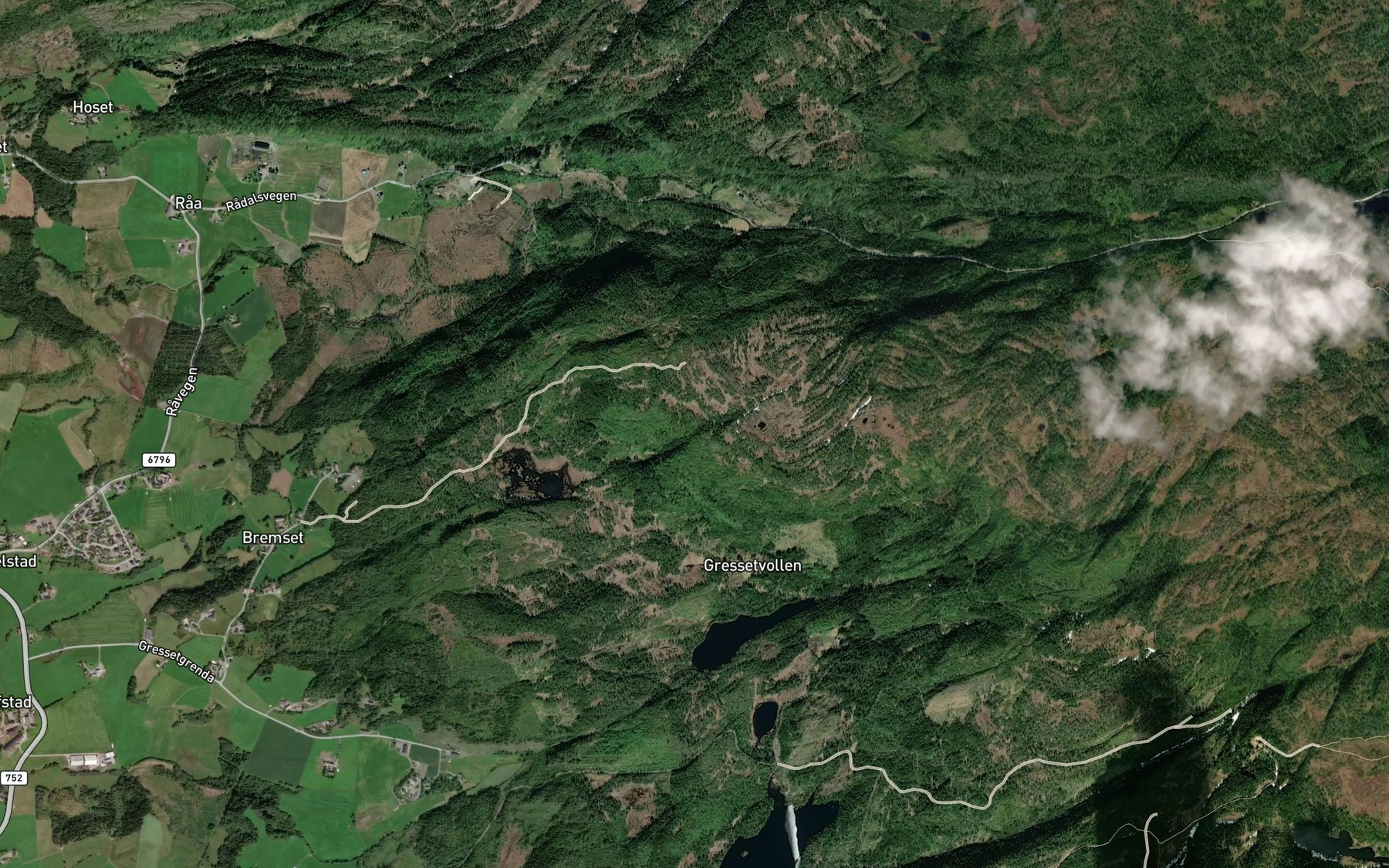 Satellite map of the Tjonndalsbekken