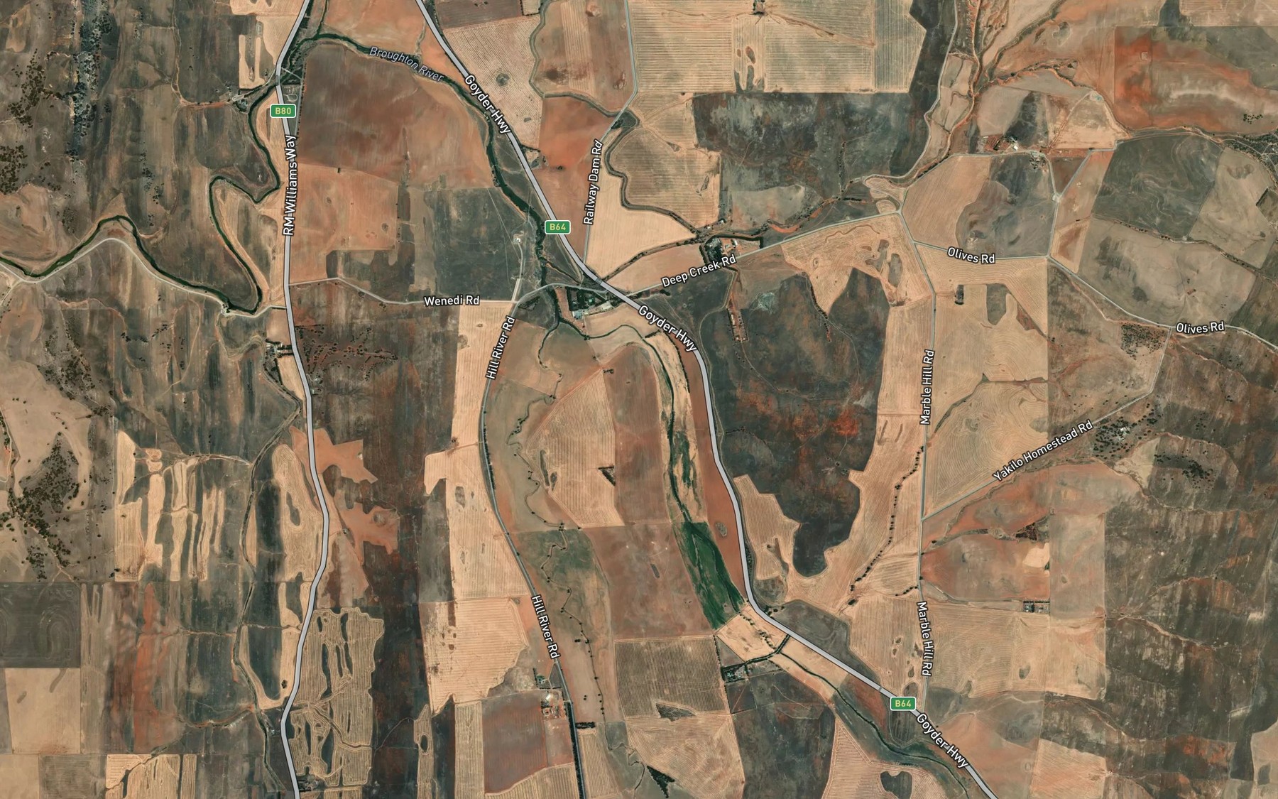 Satellite map of the Hill River