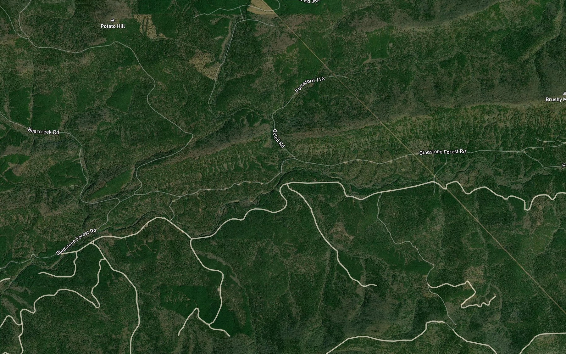 Satellite map of the Brush Creek