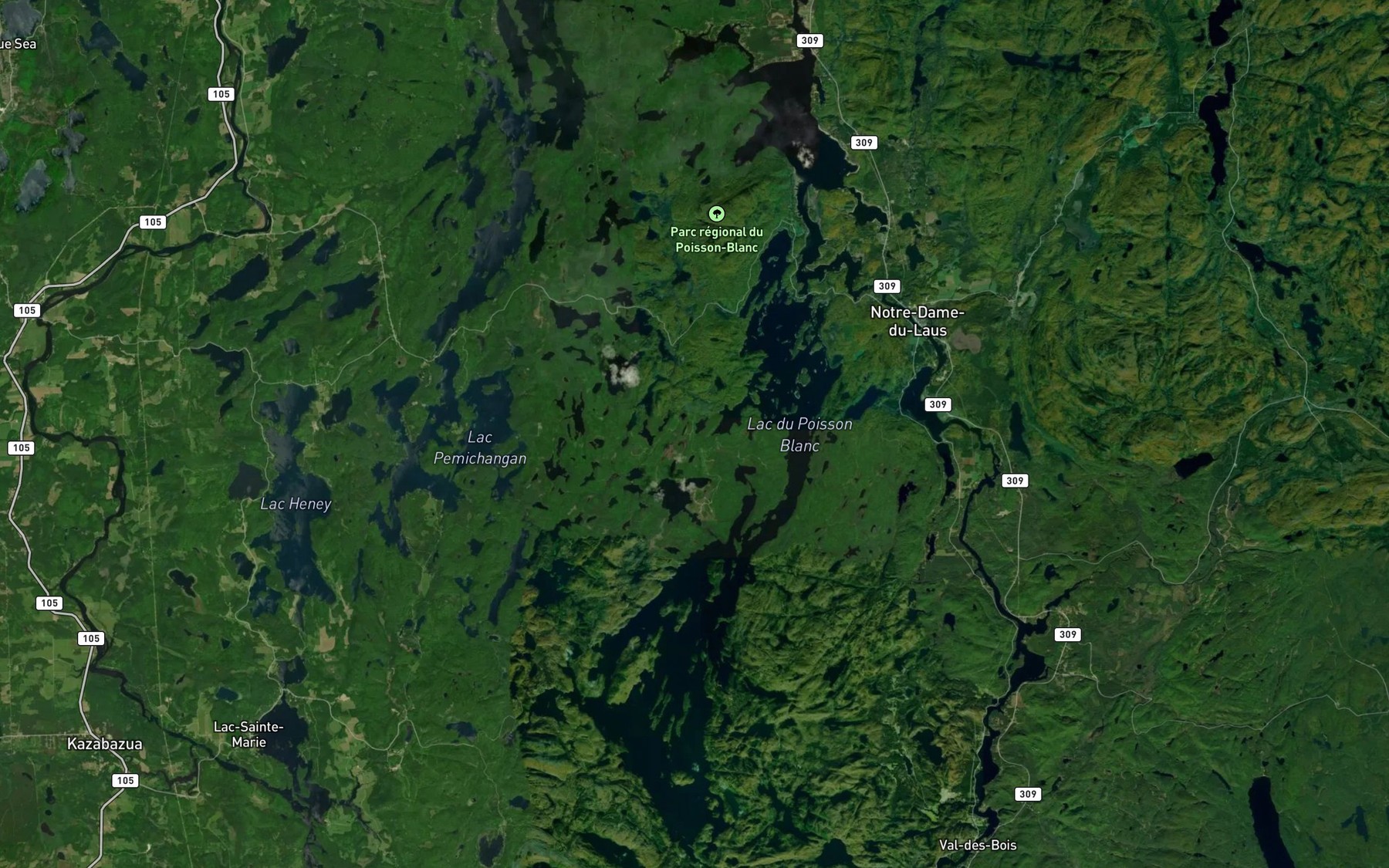 Satellite map of the Lac du Poisson Blanc