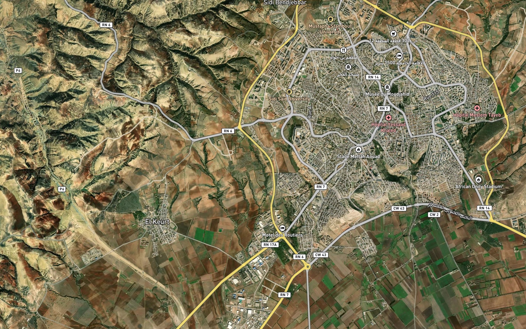 Satellite map of the Ain Bou Abbou