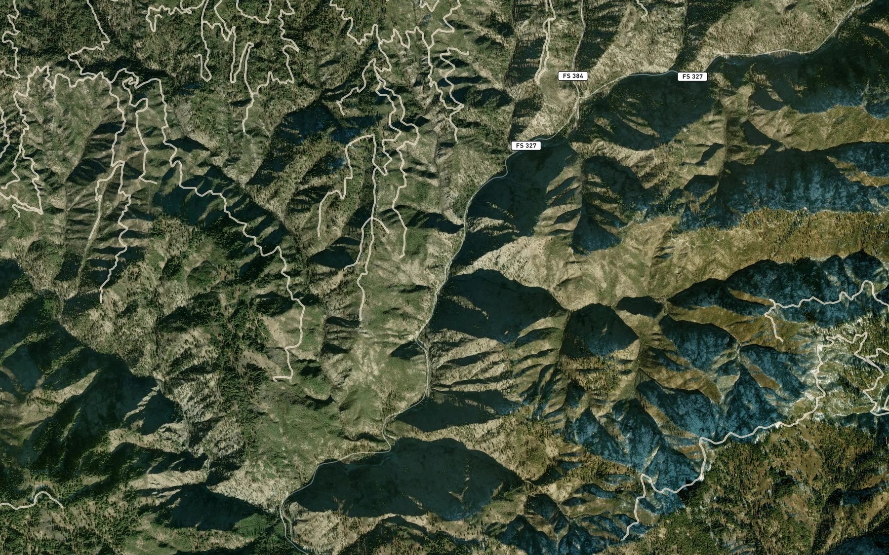 Satellite map of the Wren Creek