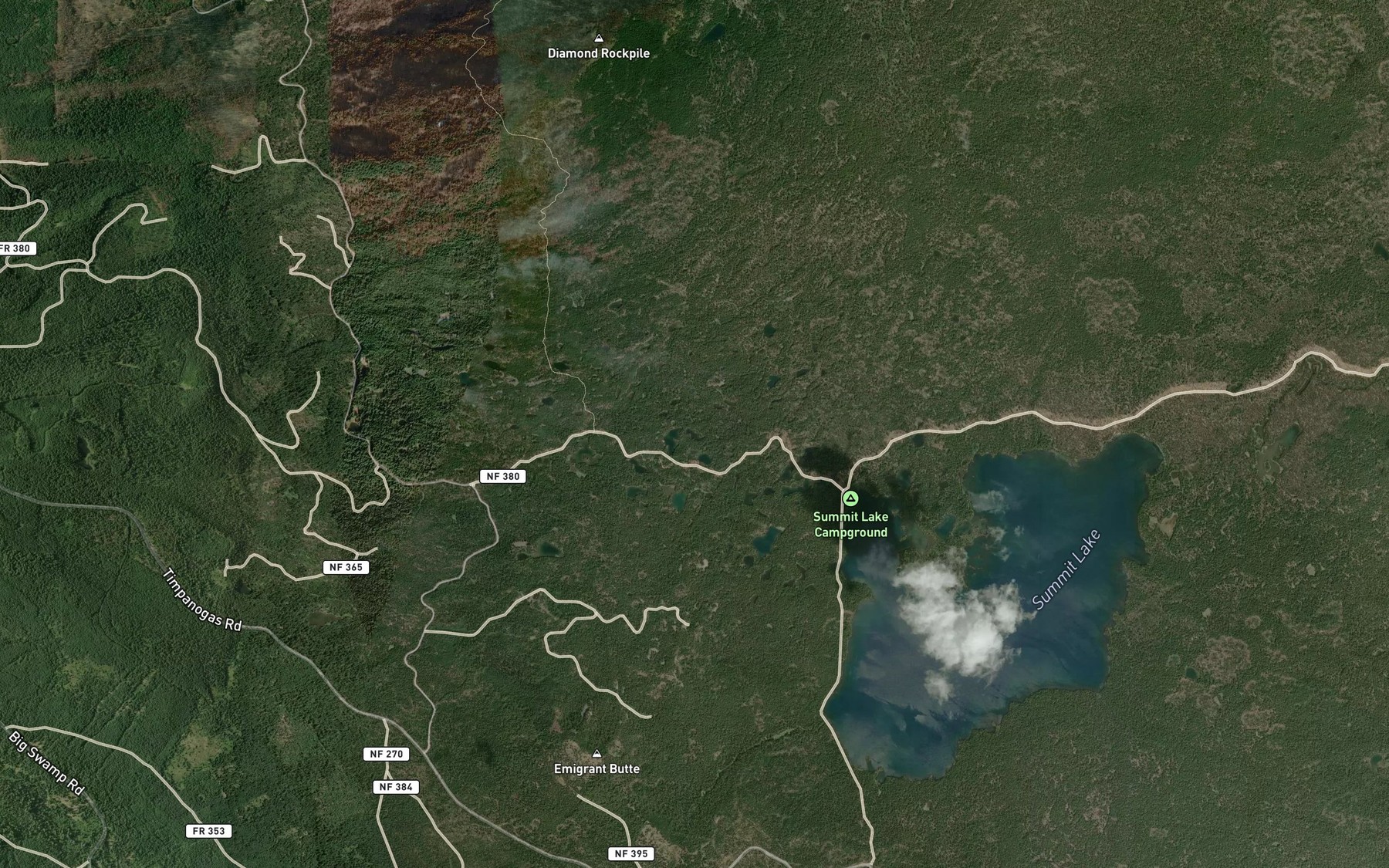 Satellite map of the Sunset Lake