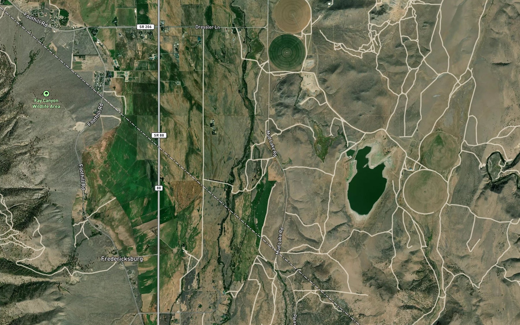 Satellite map of the Falke and Tillman Ditch