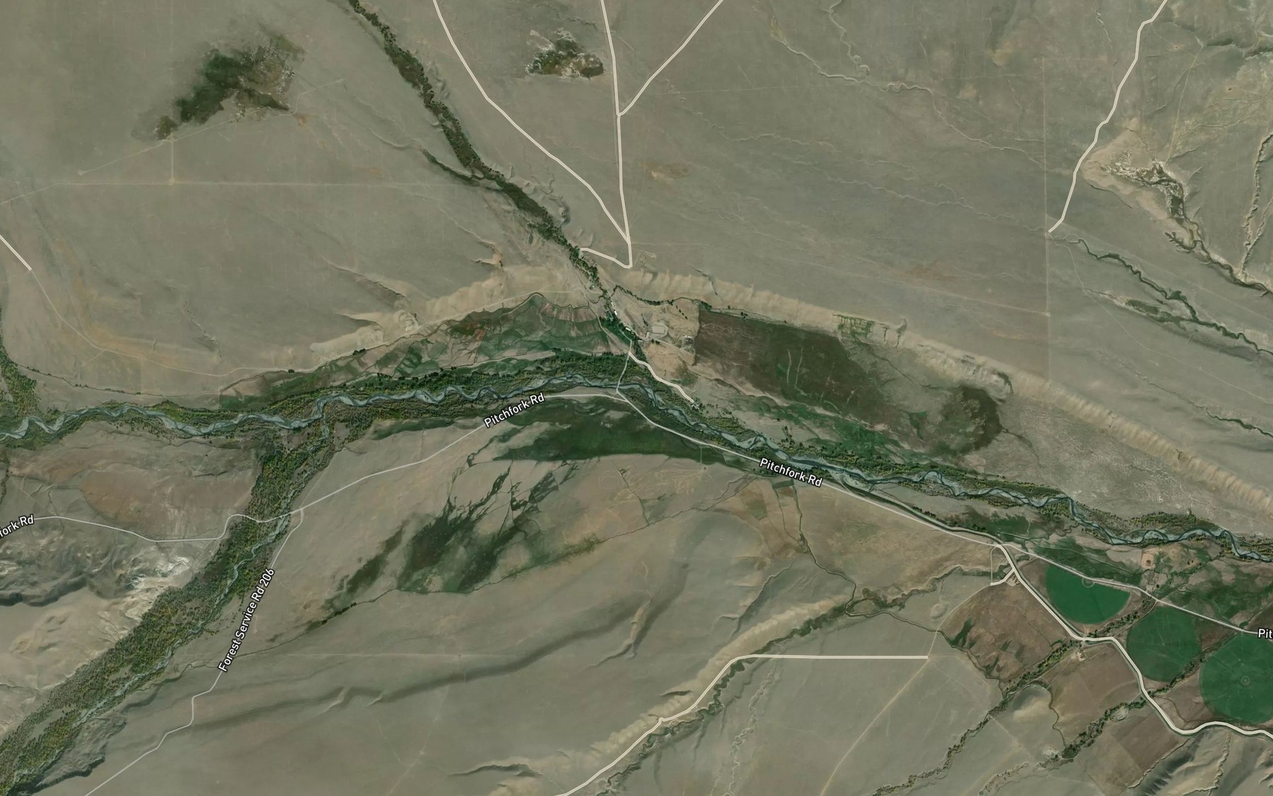 Satellite map of the Rose Creek