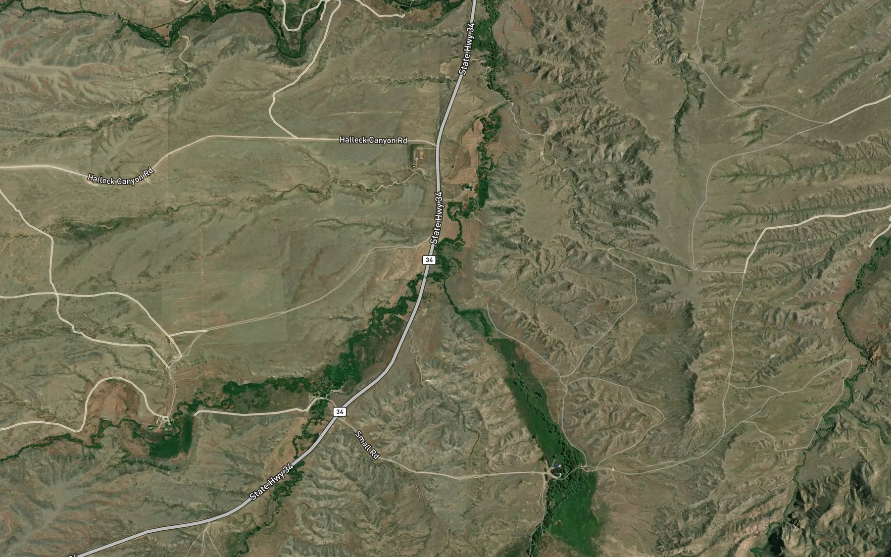 Satellite map of the Mule Creek