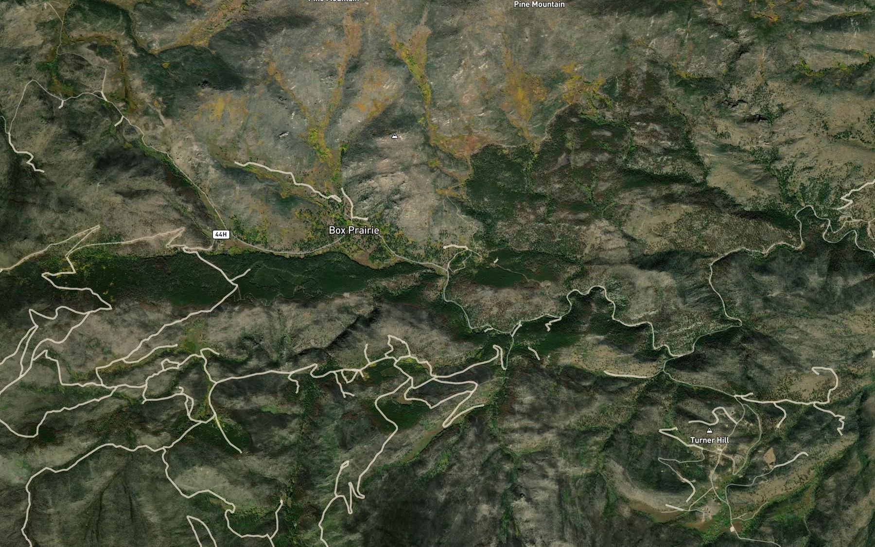 Satellite map of the Box Prairie Creek