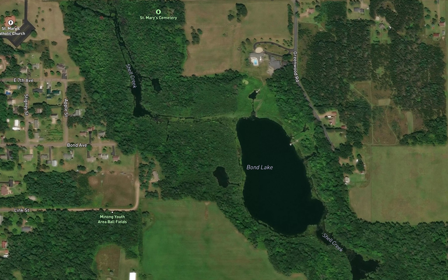 Satellite map of the Bond Lake