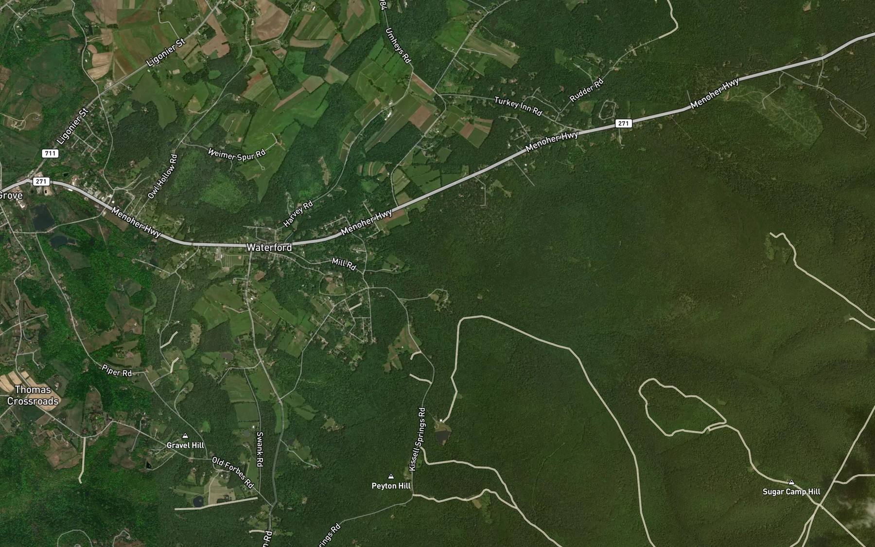 Satellite map of the North Fork Mill Creek