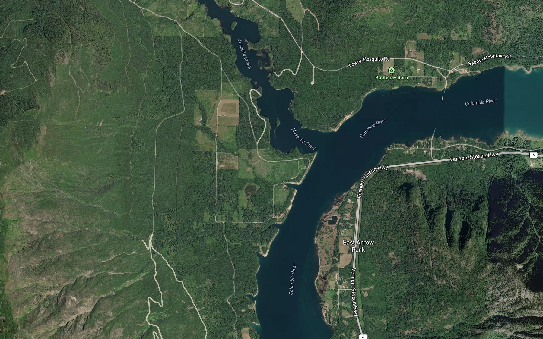 Satellite map of the Mauchline Creek