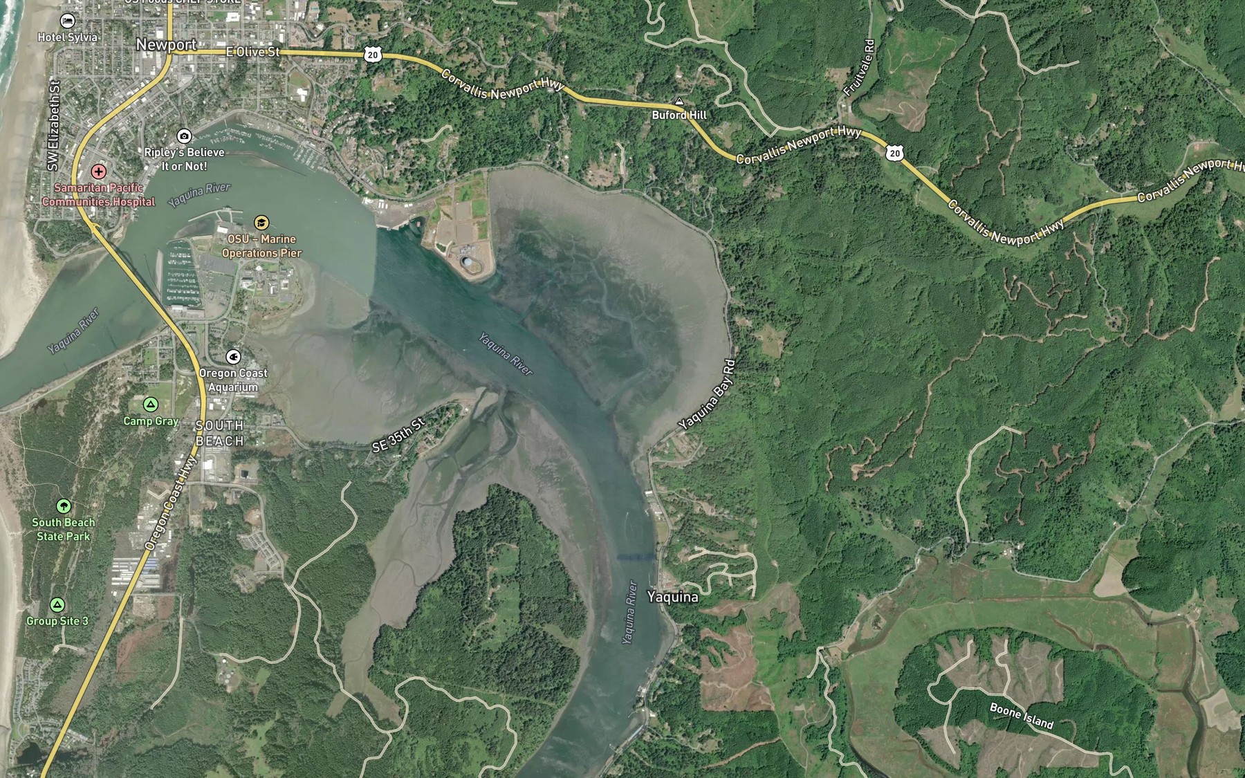 Satellite map of the Sallys Slough