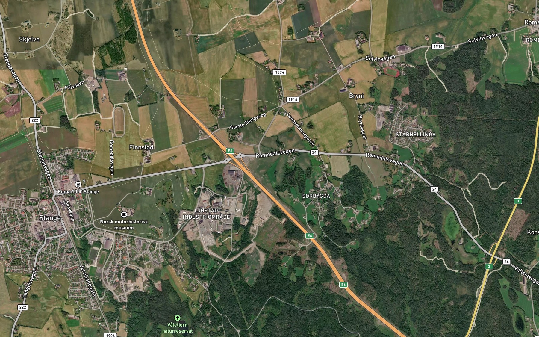 Satellite map of the Vestre Starelva