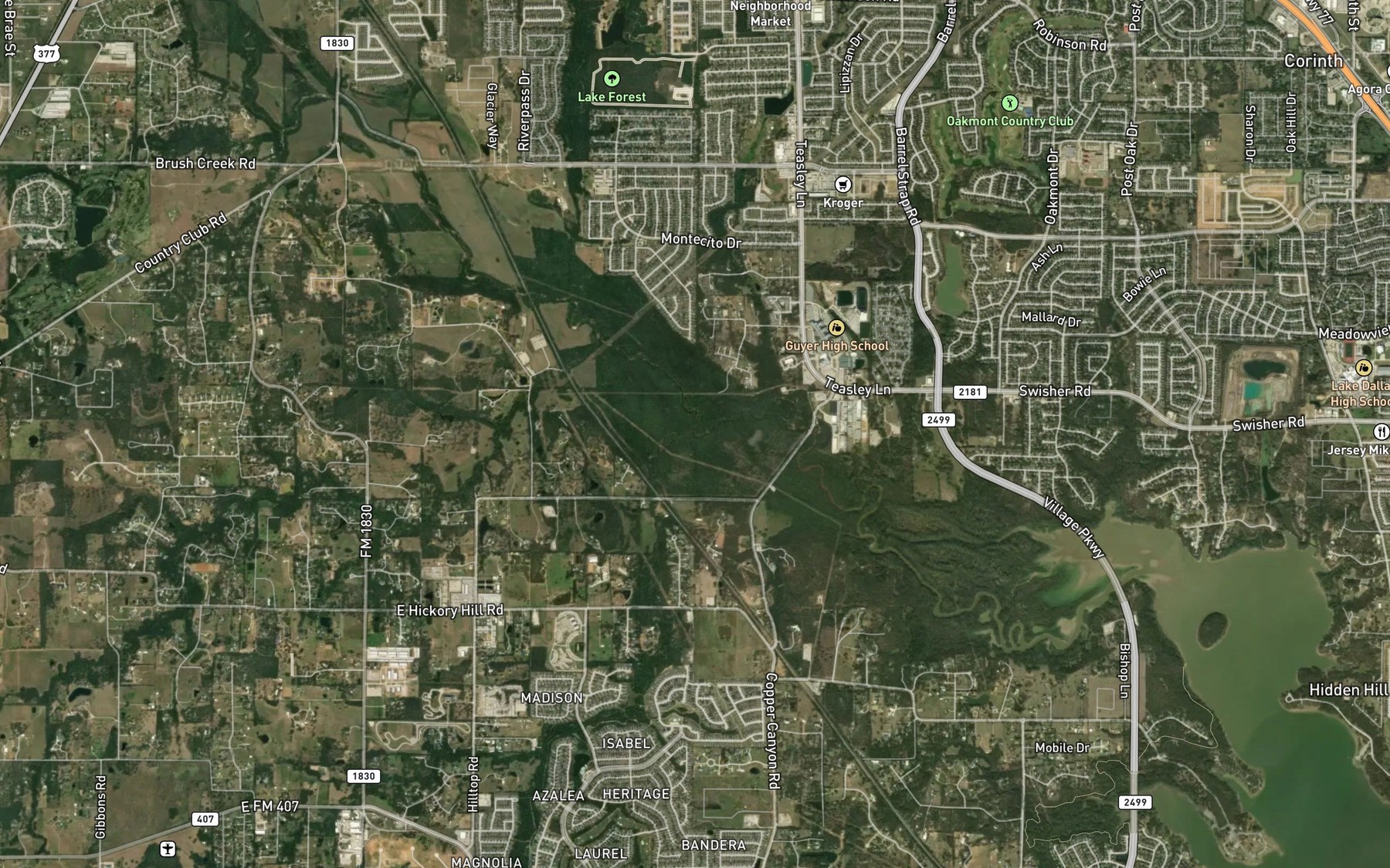 Satellite map of the Loving Branch