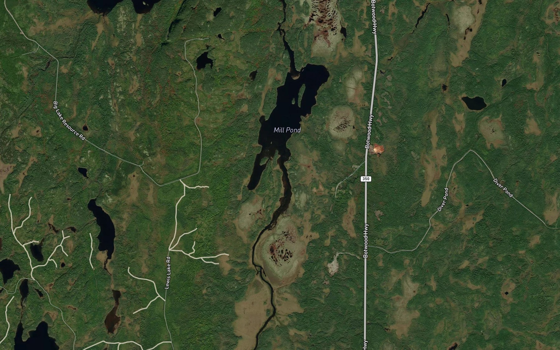 Satellite map of the Mill Pond