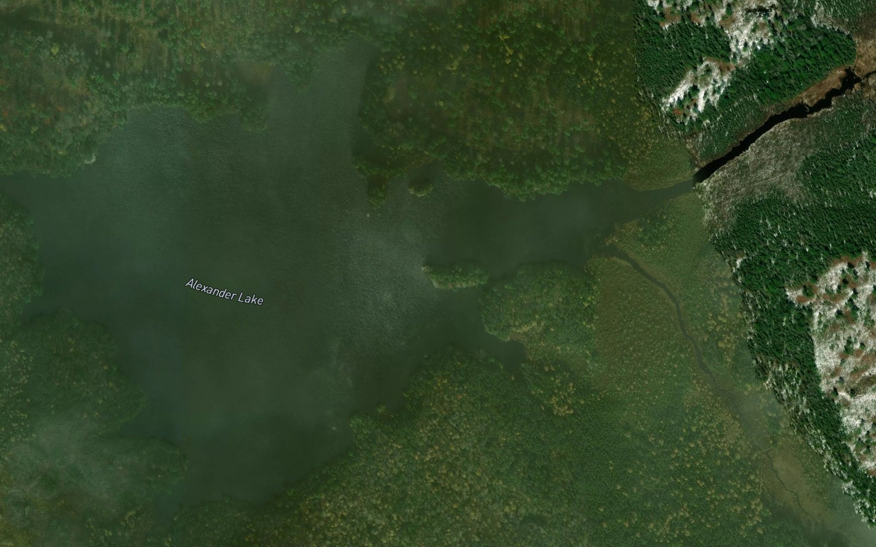Satellite map of the Alexander Lake