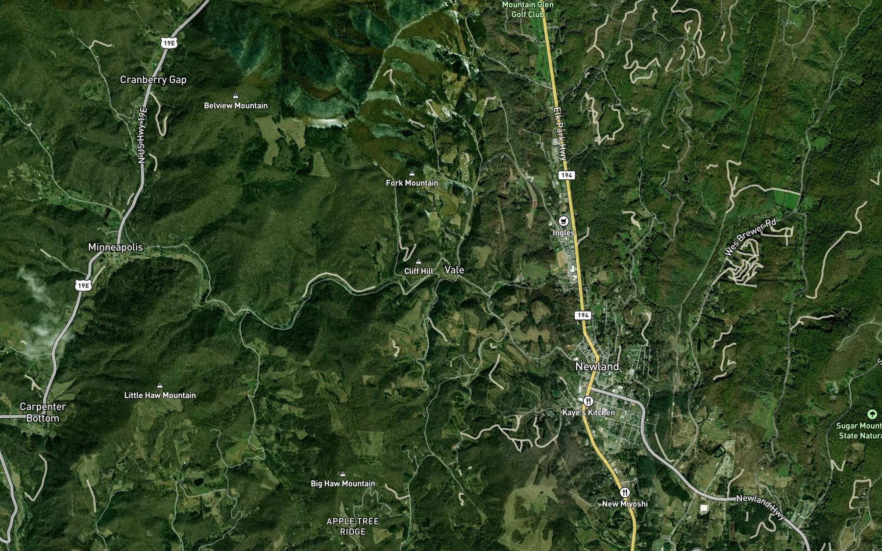 Satellite map of the Whiteoak Creek