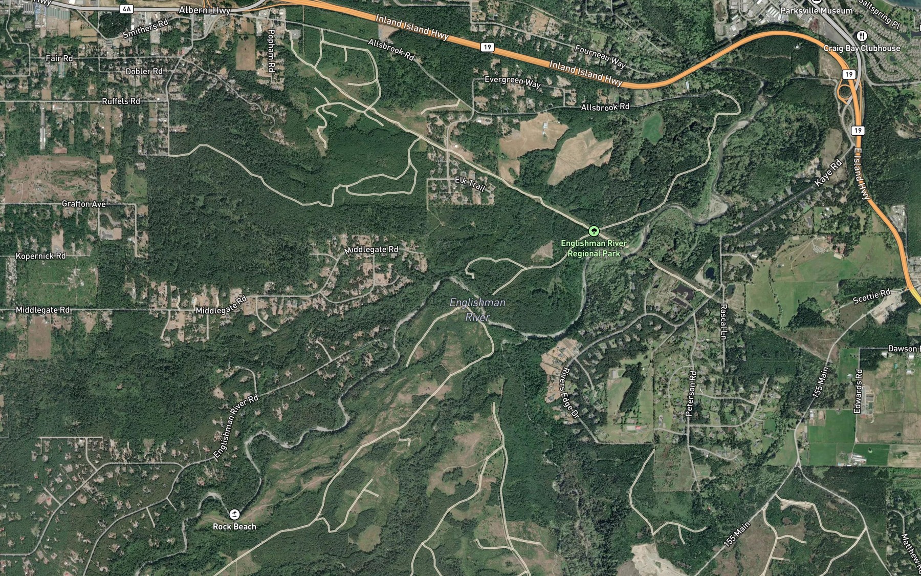 Satellite map of the South Englishman River