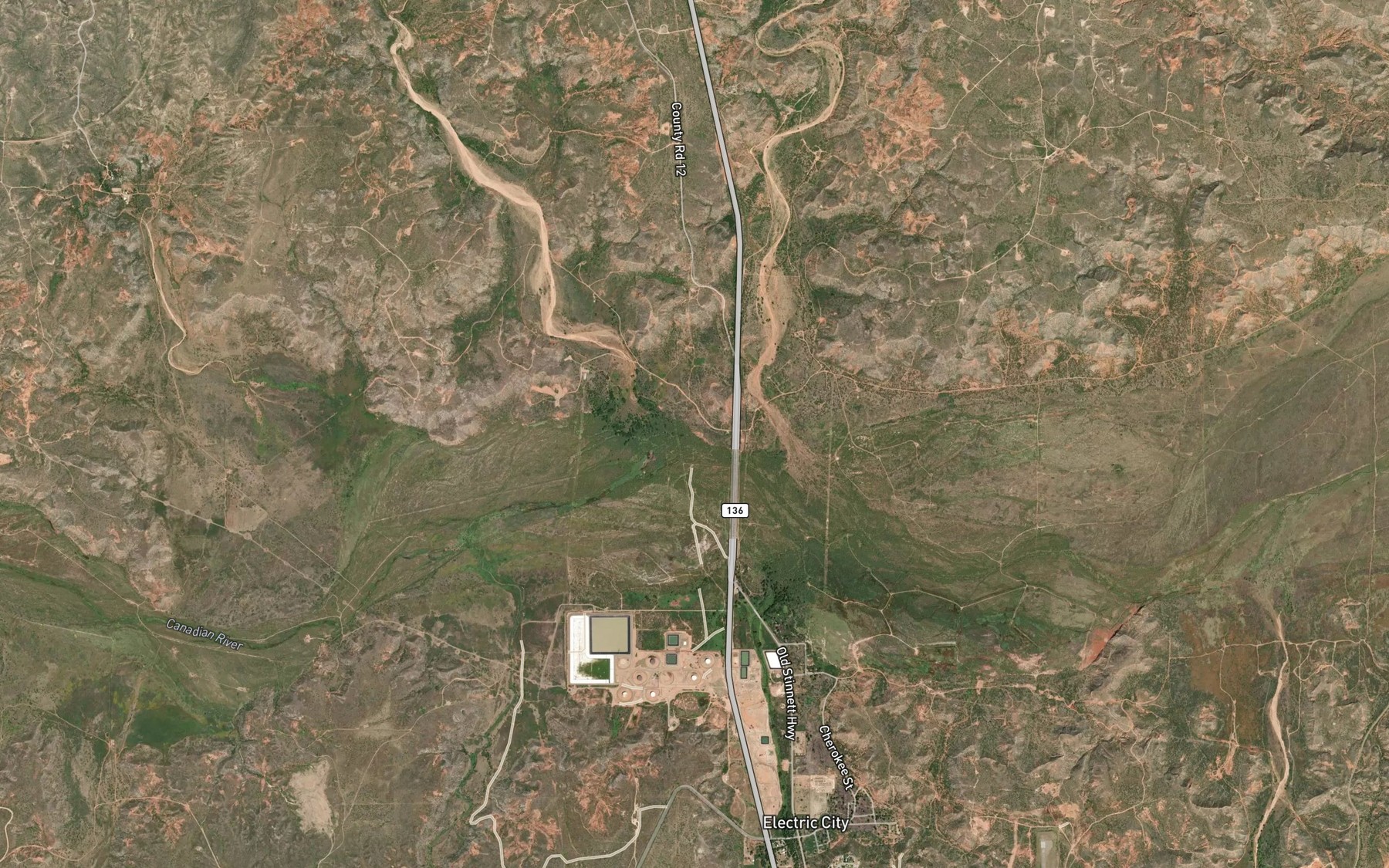 Satellite map of the Tar Box Creek