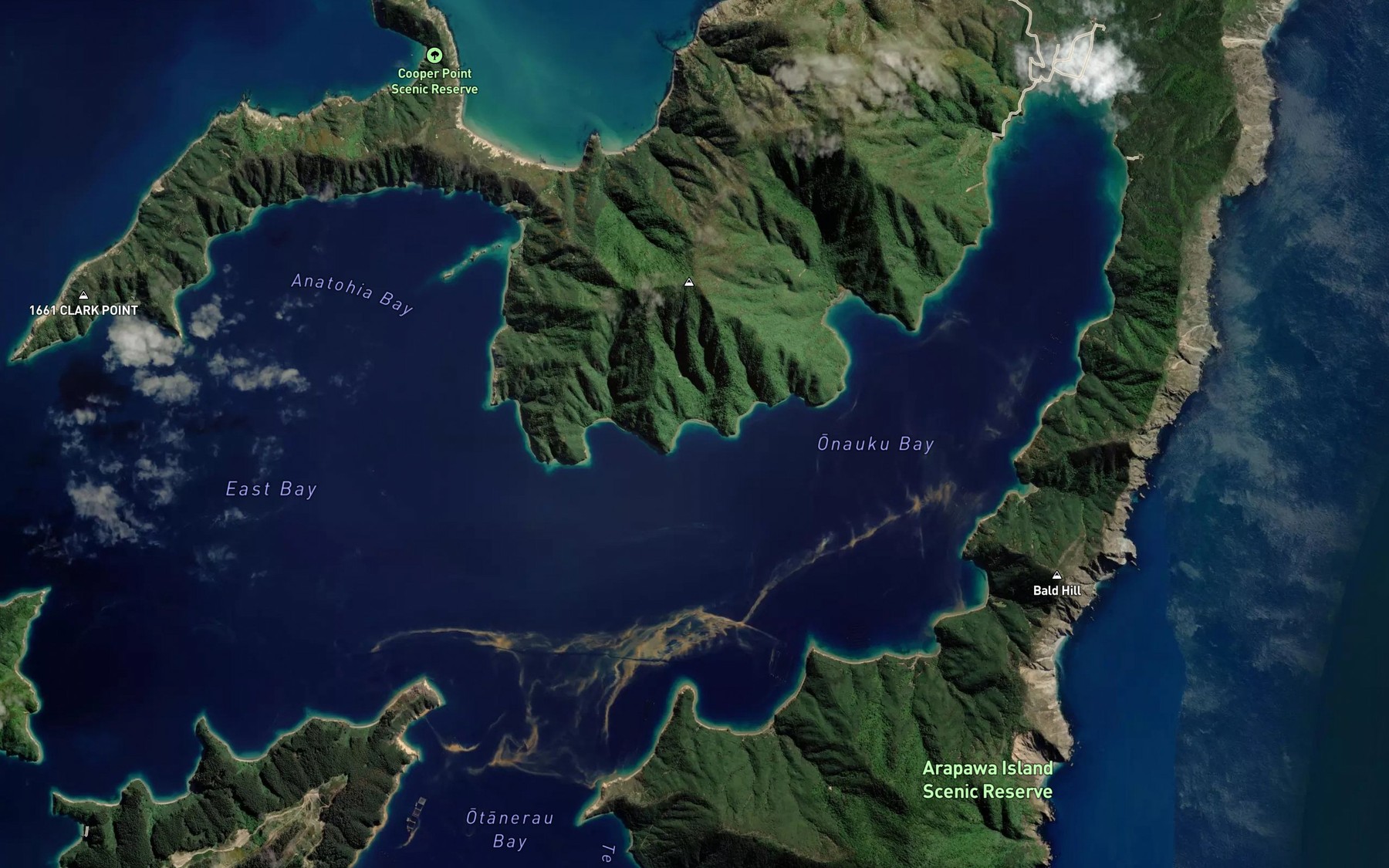 Satellite map of the Wharekupenga Bay