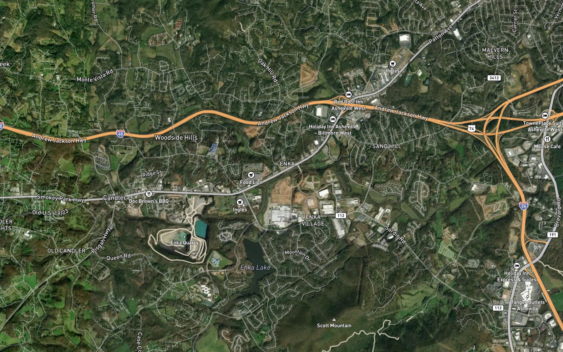 Satellite map of the Moore Creek