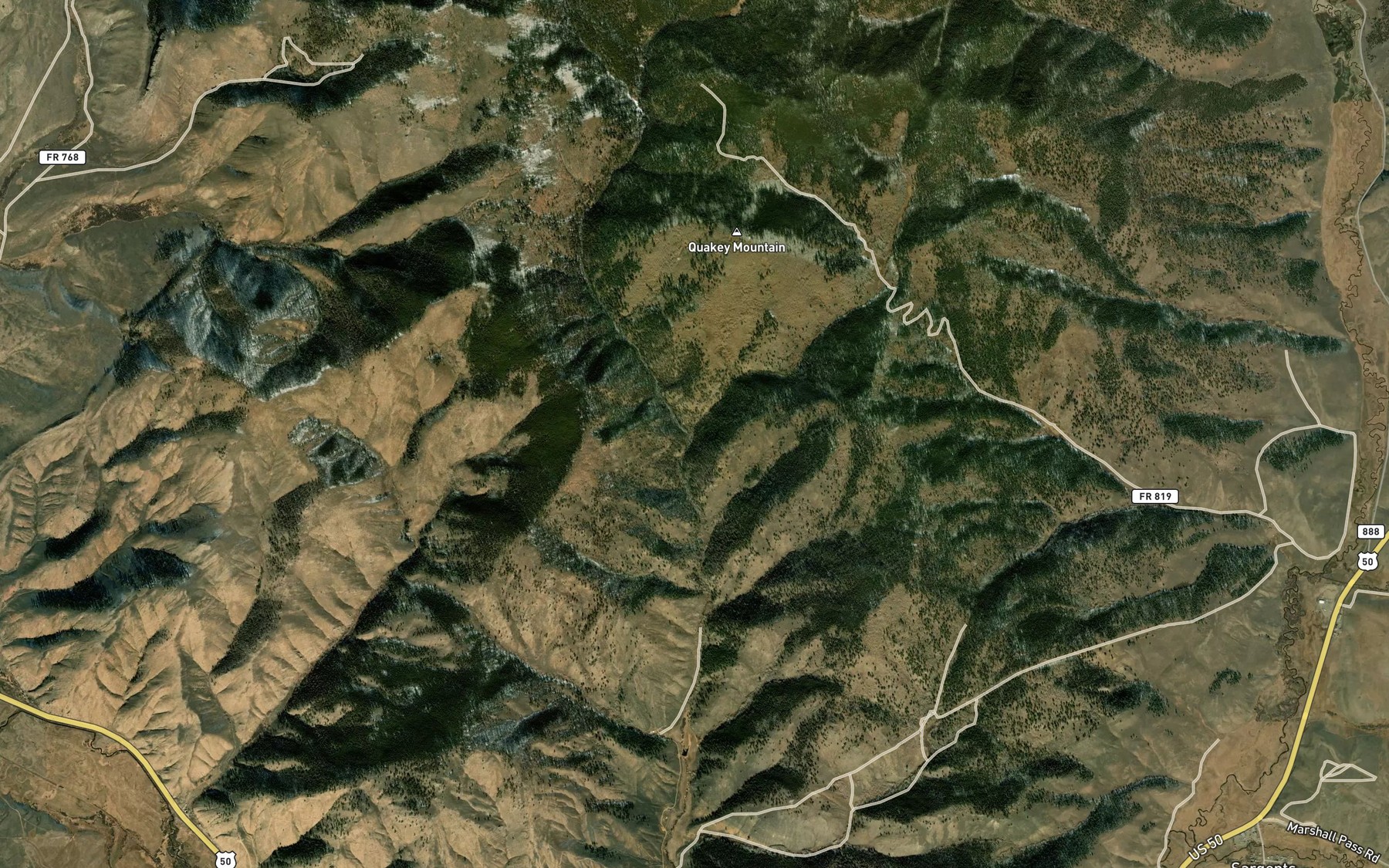 Satellite map of the Right Hand Dawson Creek