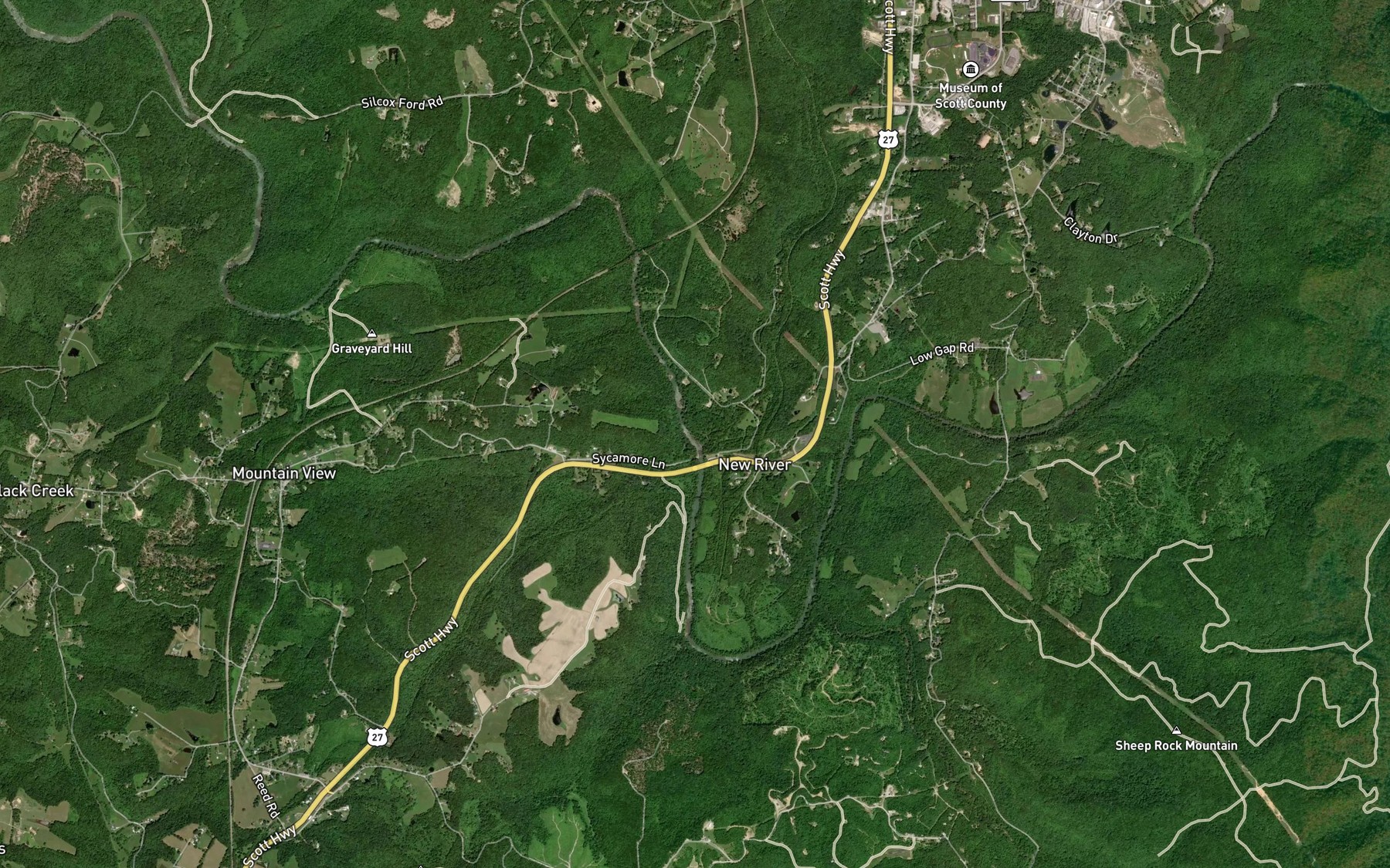 Satellite map of the Phillips Creek