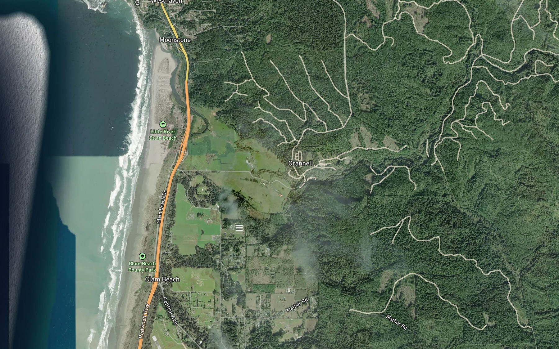 Satellite map of the Coon Creek