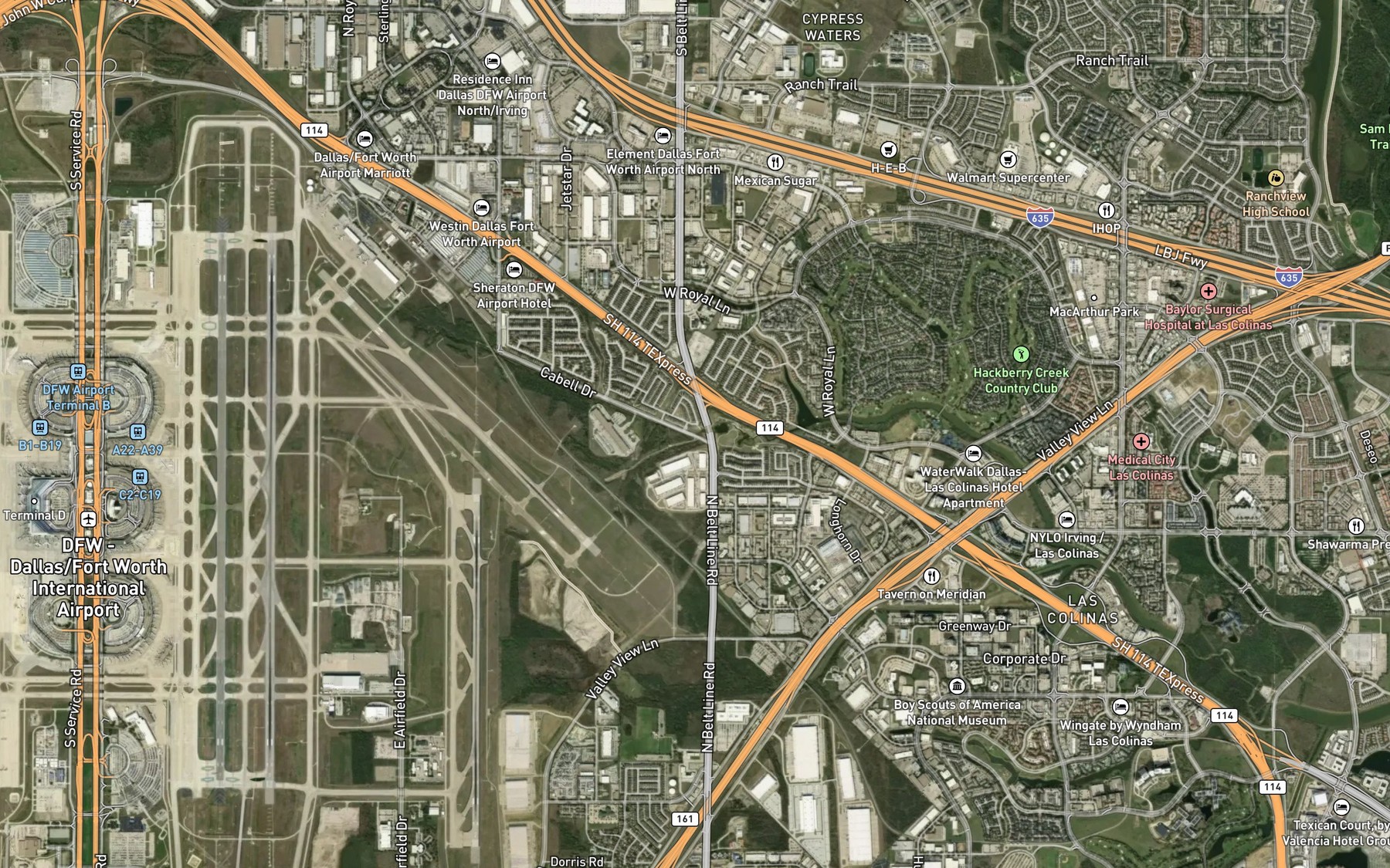 Satellite map of the Mud Springs