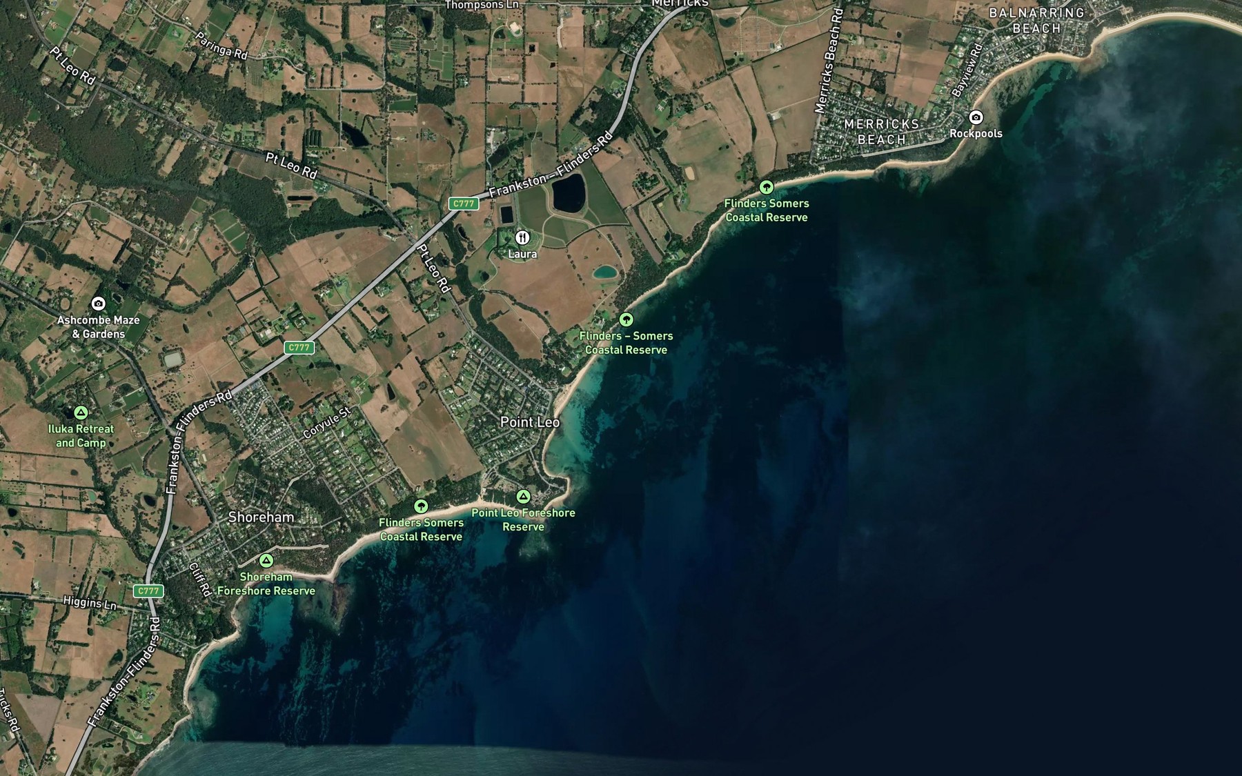 Satellite map of the East Creek