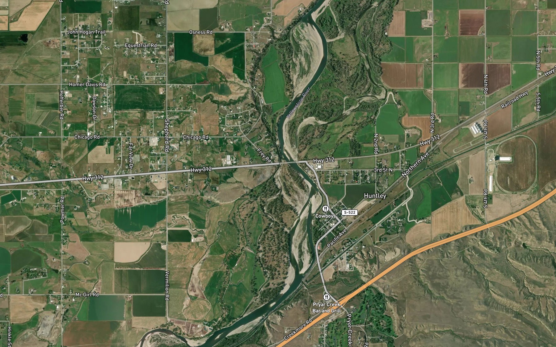 Satellite map of the Twelve Mile Creek